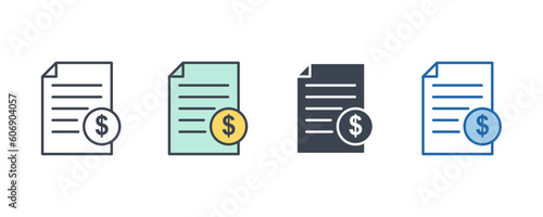 Invoice, bill icon symbol template for graphic and web design collection logo vector illustration