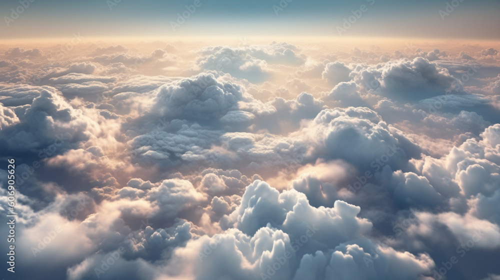 A breathtaking aerial view of clouds stretching to the horizon, resembling an endless sea Generative AI A breathtaking aerial view of clouds stretching to the horizon, resembling an endless sea Generative AI