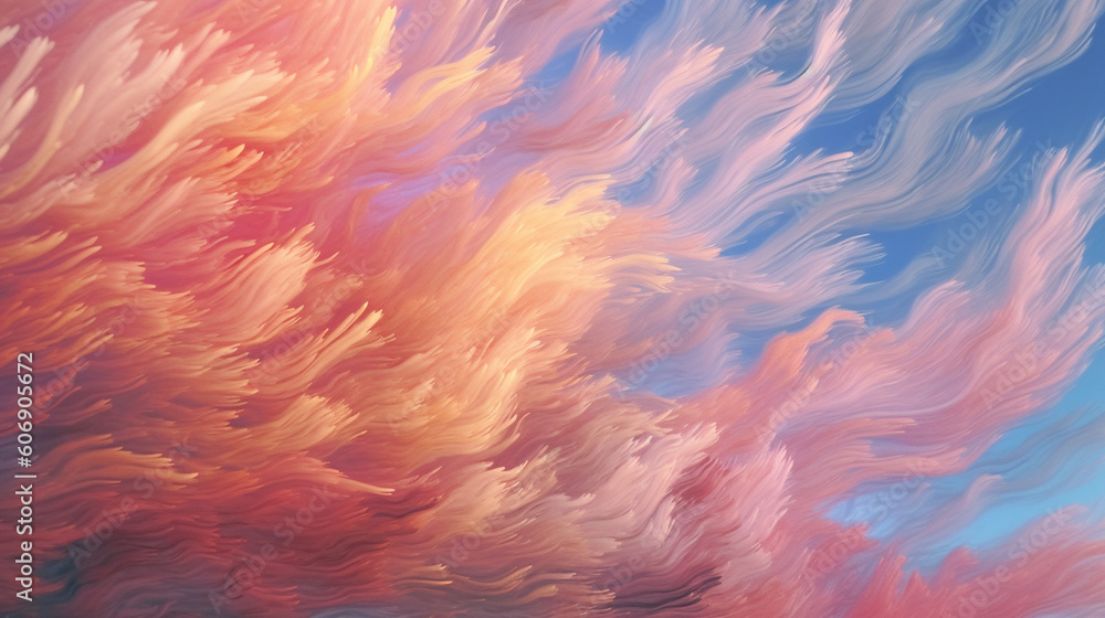 A close-up of delicate, feathery cirrus clouds resembling strokes of a painter's brush Generative AI