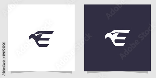 letter e with eagle logo design