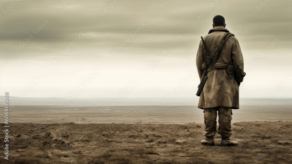 soldier looking over the battlefield