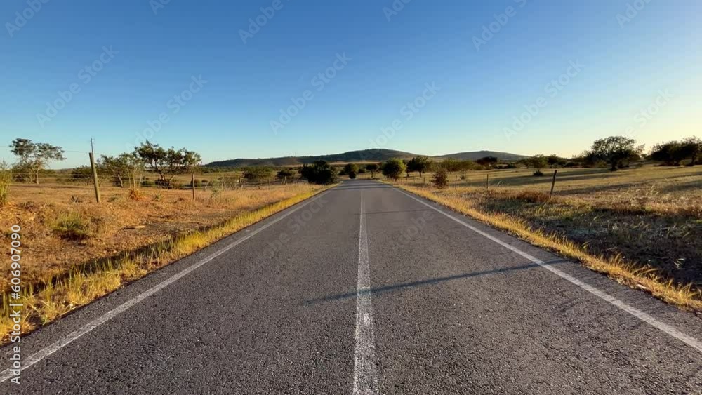 empty road in the countryside. Country asphalt road, dolly forward view empty road in the countryside. Country asphalt road, dolly forward view