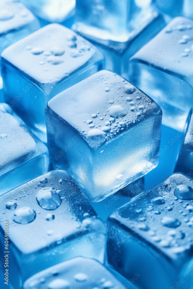 Full screen ice cubes with white gradient down to blue. AI generative Full screen ice cubes with white gradient down to blue. AI generative