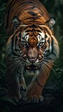 roaring tiger. generative AI illustration.