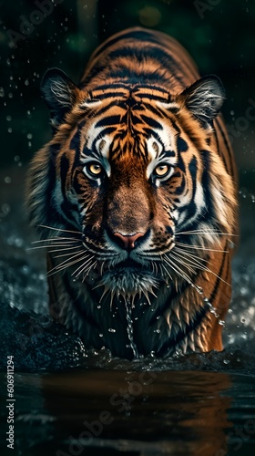 tiger staring right at you. generative AI illustration.
