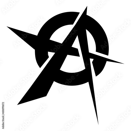 Anarchy symbol. The letter "A" is a sign of Anarchy. A - logo or icon for design. Vector illustration isolated on white background.