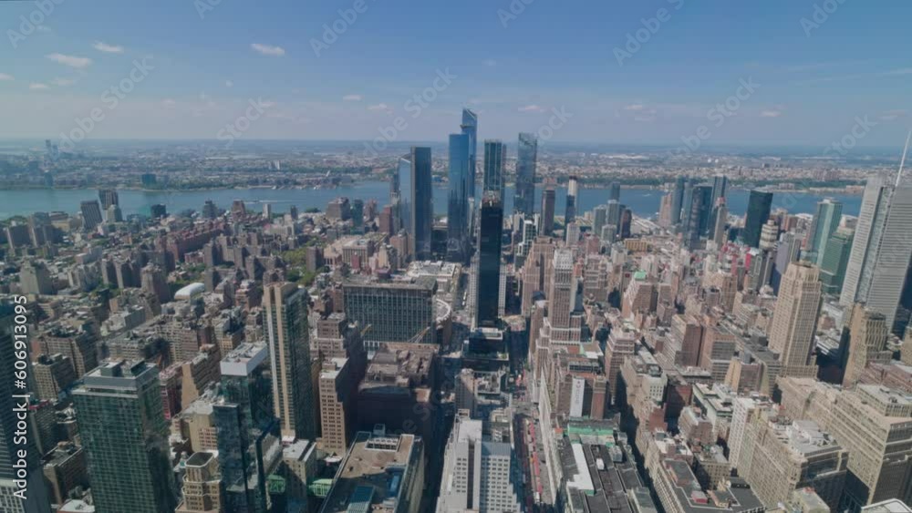 Panoramic view landscape aerial view of skyscrapers of Manhattan and Hudson river. New York, USA. Panoramic view landscape aerial view of skyscrapers of Manhattan and Hudson river. New York, USA.