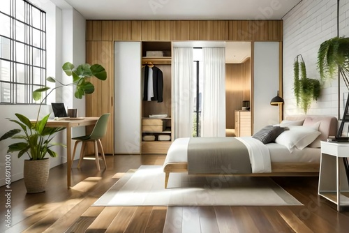 Double bedroom  bohemian-style interior design