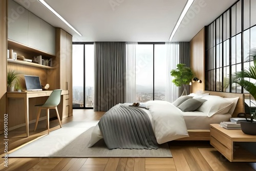 Double bedroom  bohemian-style interior design