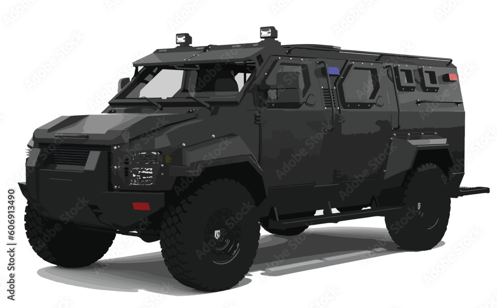	 3d art vector design template isolated white render realistic car drive element war army heavy black security defense crime FBI pitbull auto emergency protection Police American