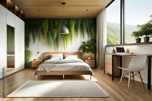 Double bedroom  rustic-style interior design