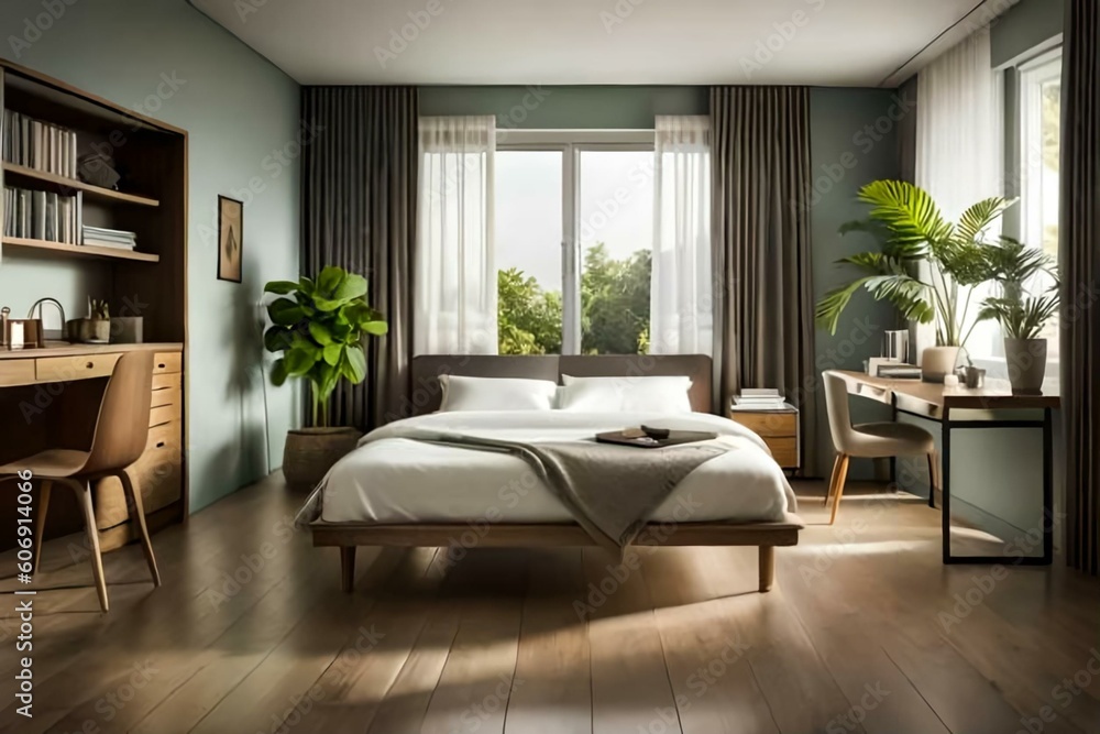 Fototapeta premium Double bedroom, vintage-style interior design