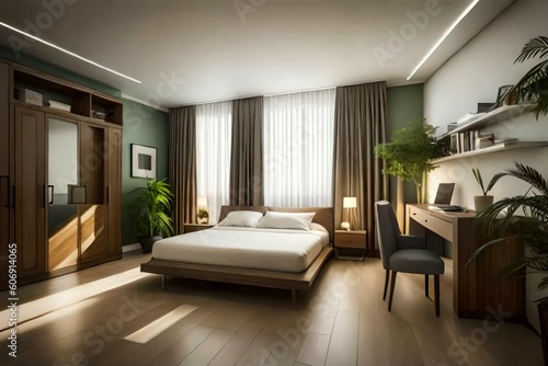 Double bedroom  vintage-style interior design