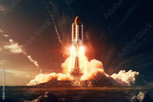 Space Shuttle Lift Off from Launch Platform Generative AI © Christian Unger