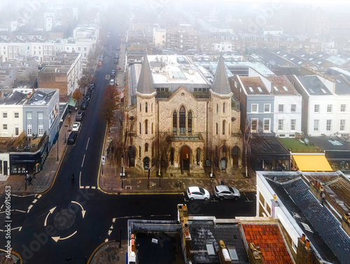 Aerial view of Notting hill in winter time, London photo