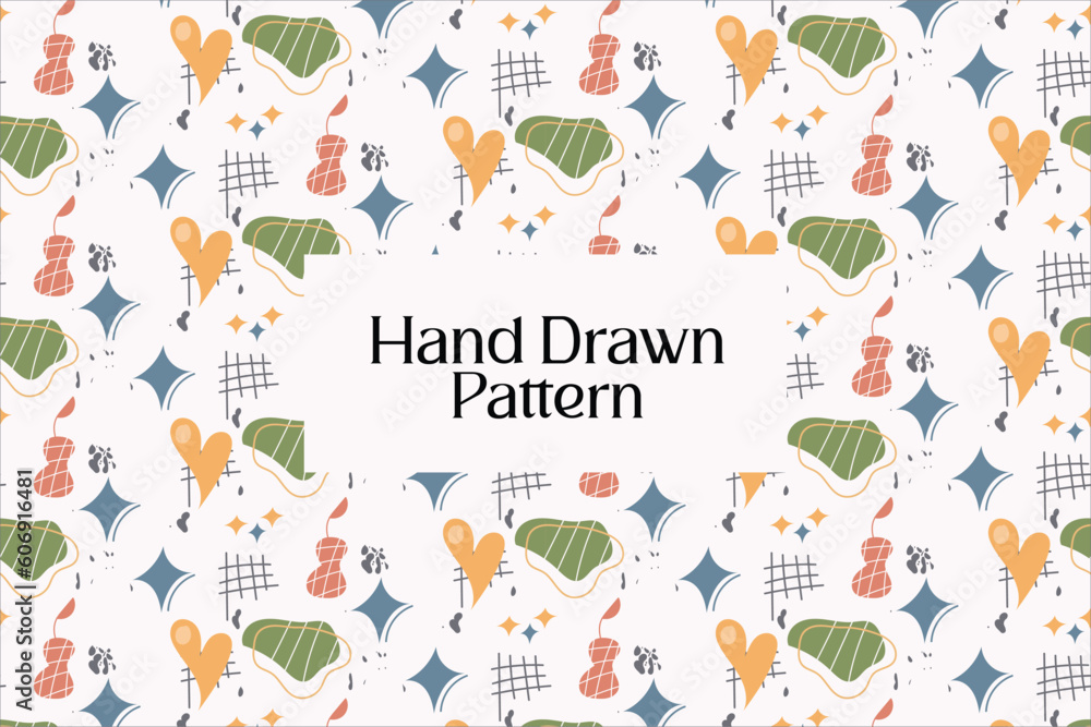 Seamless hand drawn pattern with randomly distributed doodle circles. Wallpaper illustration.
