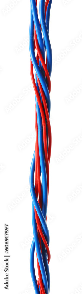 New colorful electrical wires isolated on white New colorful electrical wires isolated on white