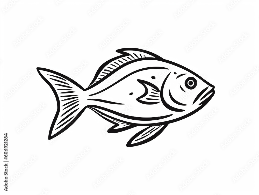 Fototapeta premium A Line Drawing of a Fish | Generative AI
