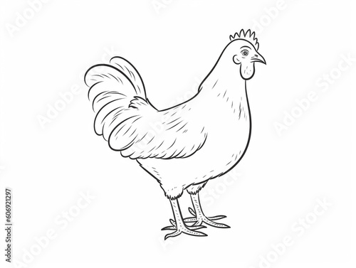 A Simple Line Drawing of a Chicken | Generative AI