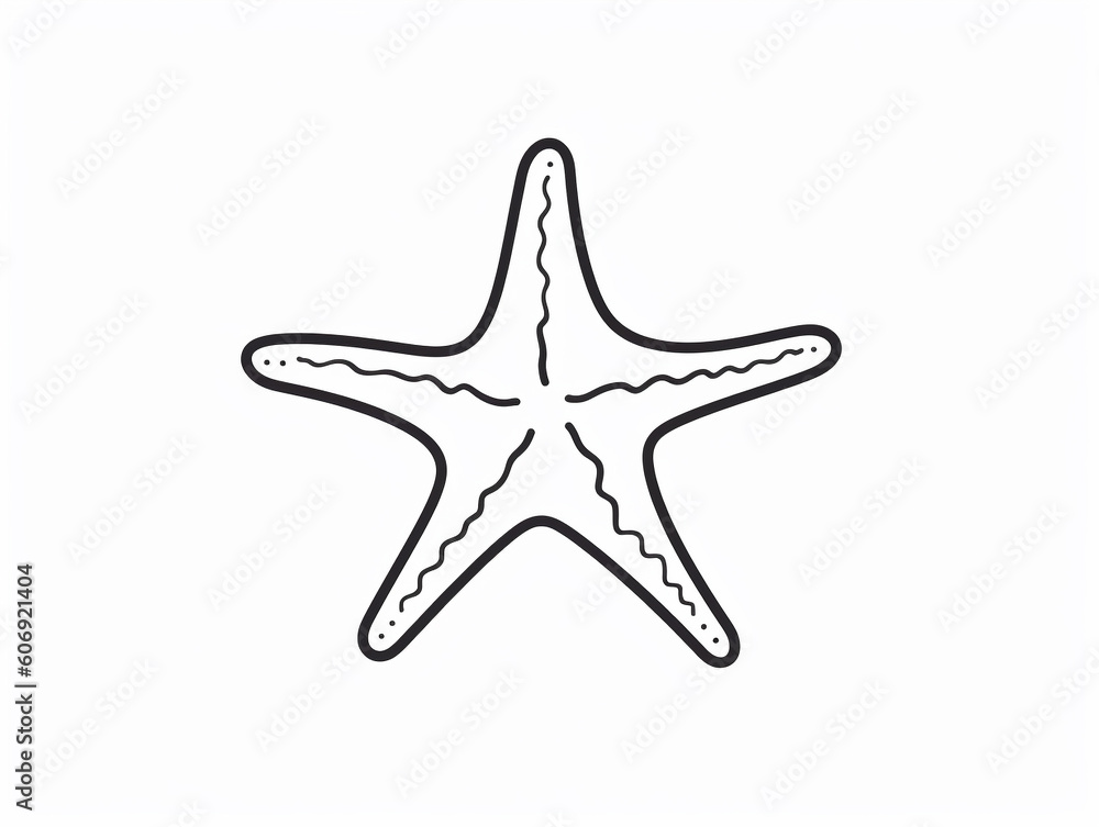 A Simple Line Drawing of a Starfish | Generative AI