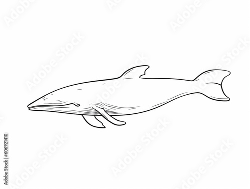 A Simple Line Drawing of a Whale | Generative AI
