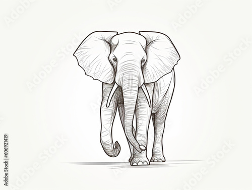 A Simple Line Drawing of an Elephant   Generative AI