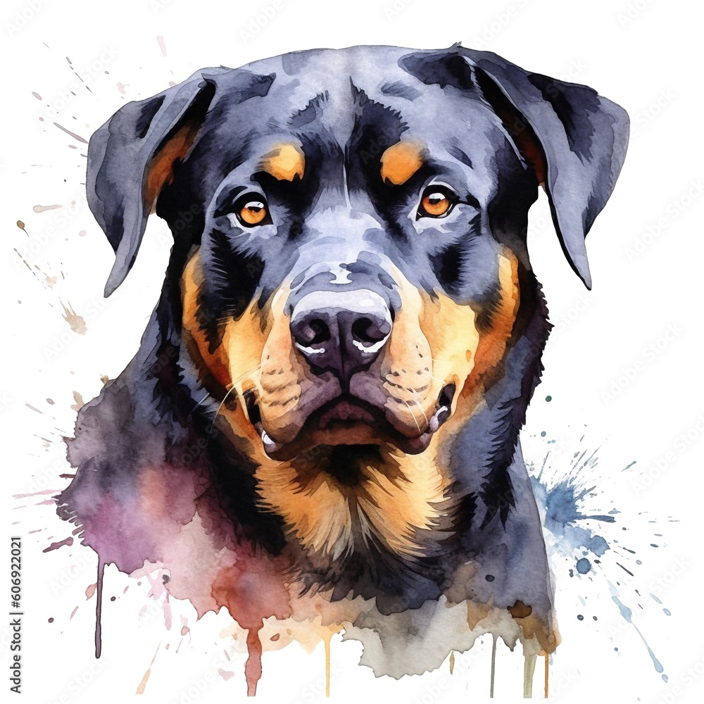 Water color Painting Rottweiler, Generative Ai