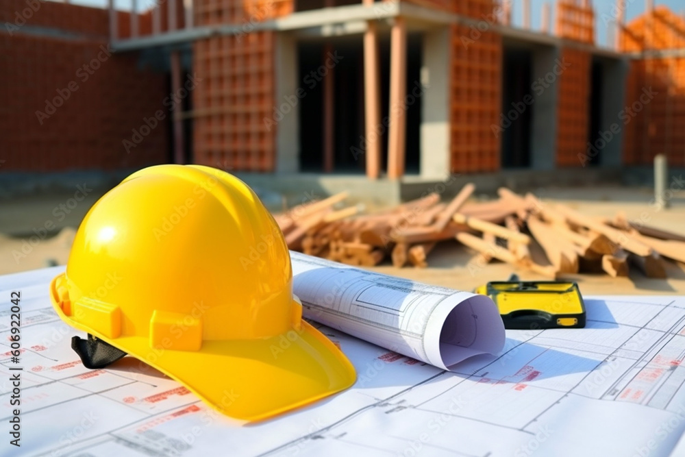 yellow hard hat isolated Generative AI yellow hard hat isolated Generative AI