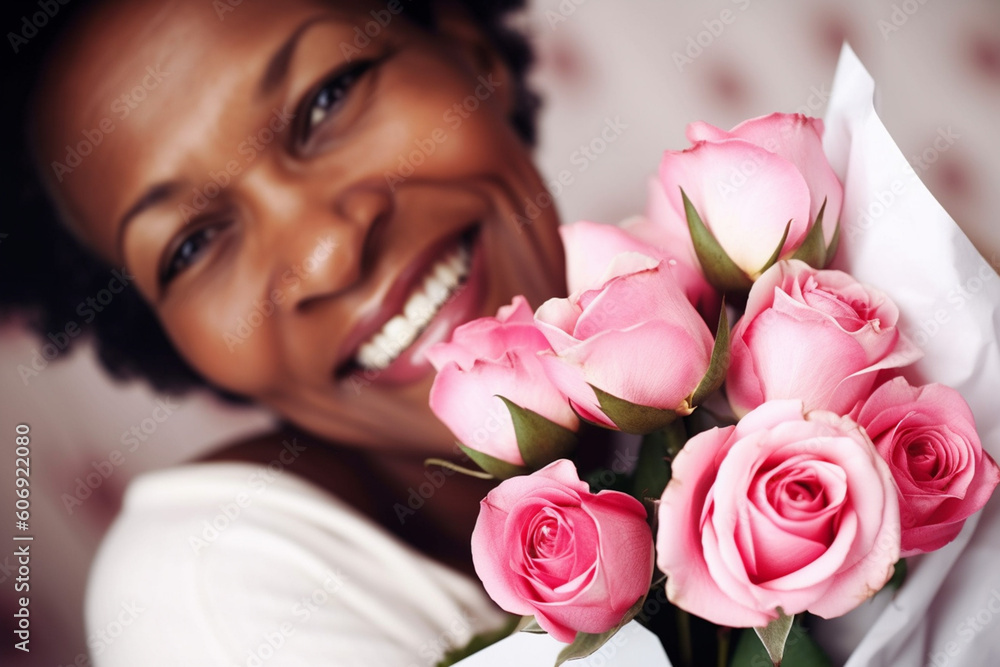 portrait of a mother with flowers, mothers day Generative AI portrait of a mother with flowers, mothers day Generative AI