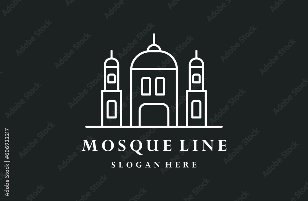 Mosque Logo Template Design Vector, Emblem, Design Concept, Creative Symbol, Icon