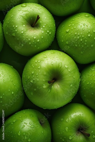 green apple with drops