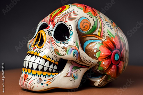 Magical colorful skull Generative AI