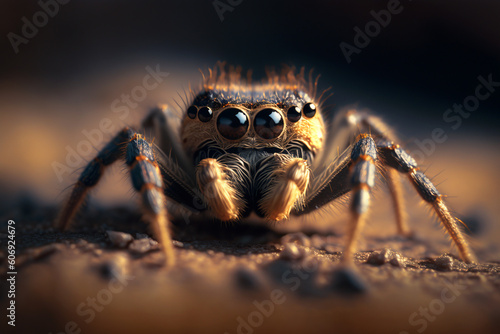wolf spider on a stone Generative AI
