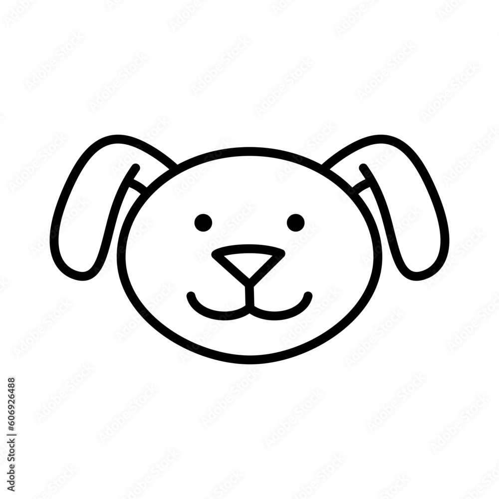 Fototapeta Dog face, muzzle. Doodle style. Hand drawn character. Animal head illustration. Vector hand drawn illustration.