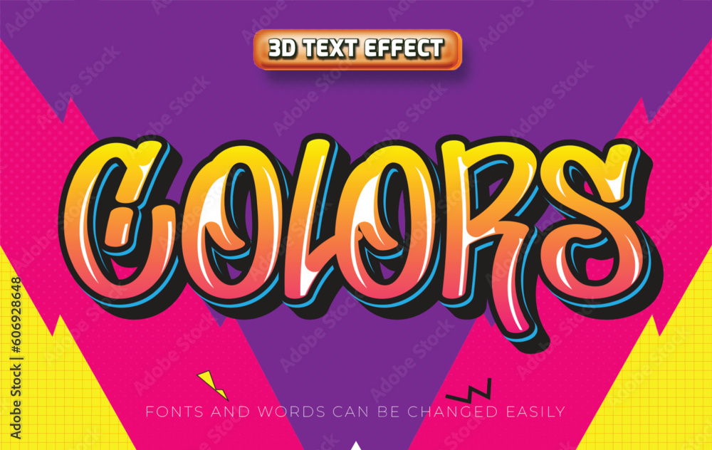 Colors graffiti 3d colorful editable text effect style