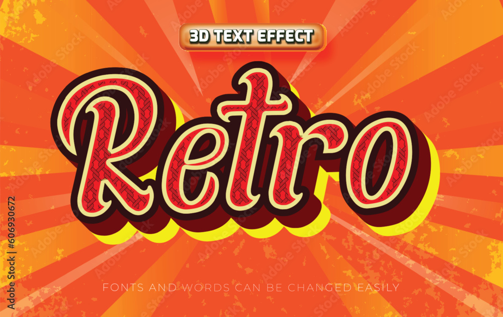 Retro style vintage 3d editable text effect style