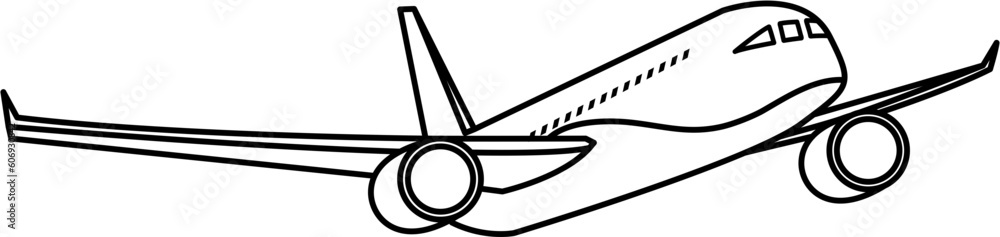 Airplane Outline Illustration Transportation Vector - obrazy, fototapety, plakaty 