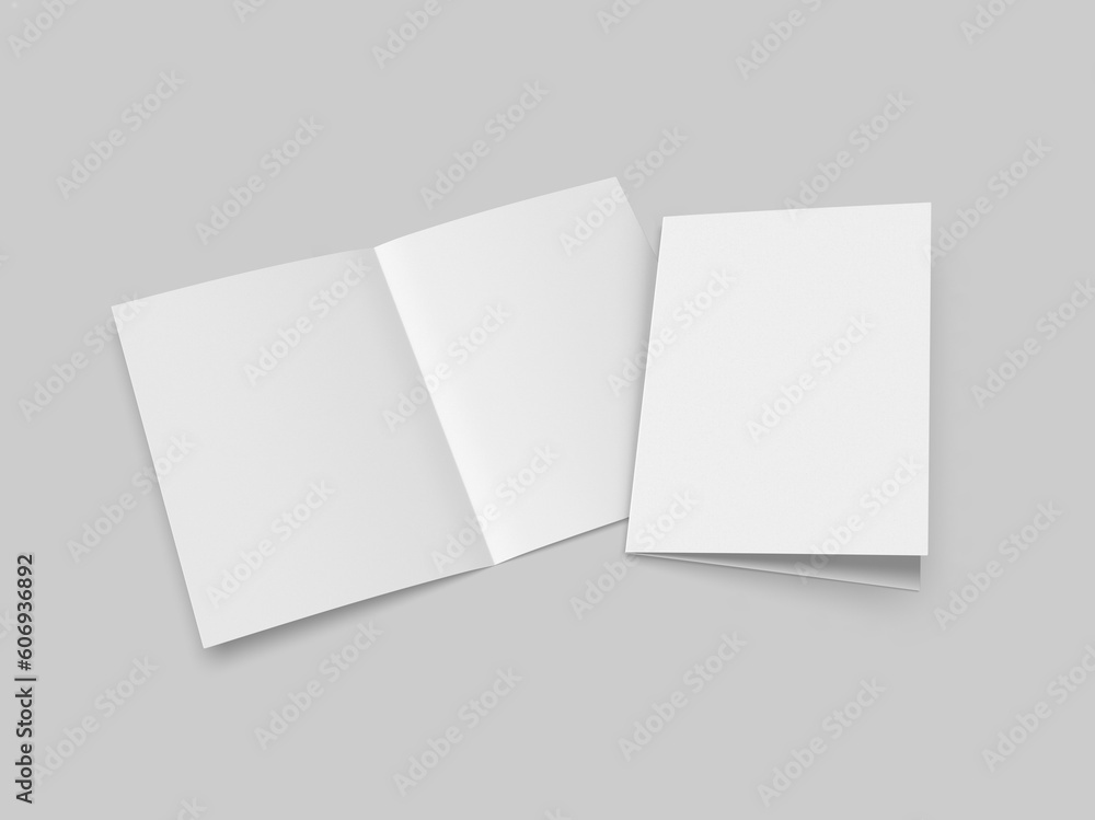 Half fold brochure blank white template for mock up and presentation design. 3d illustration. Half fold brochure blank white template for mock up and presentation design. 3d illustration.