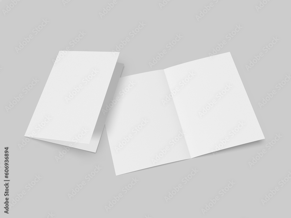 Half fold brochure blank white template for mock up and presentation design. 3d illustration. Half fold brochure blank white template for mock up and presentation design. 3d illustration.