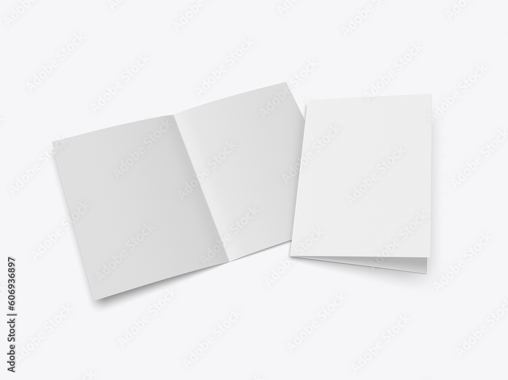Half fold brochure blank white template for mock up and presentation design. 3d illustration. Half fold brochure blank white template for mock up and presentation design. 3d illustration.