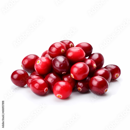 Group Of Cranberries Isolated White. Generative AI