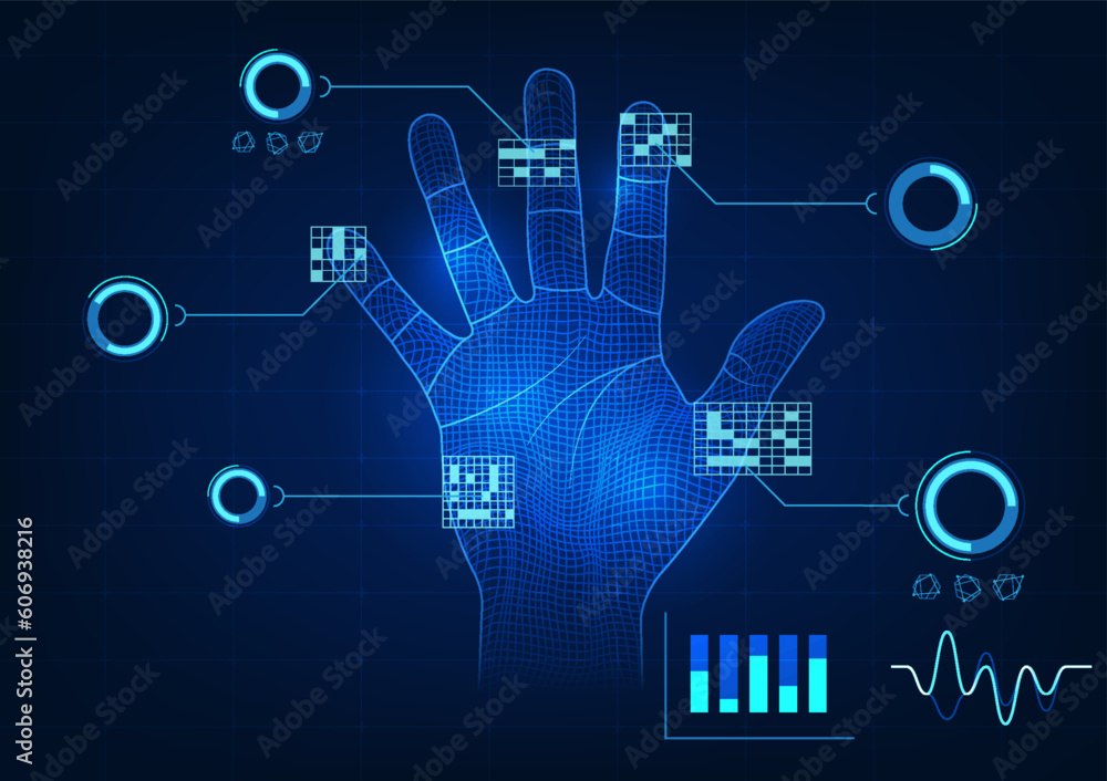 Fototapeta premium Fingerprint scanner technology background Technologies that help secure information and use it as identity information. It is a technology that organizations use to protect corporate data.