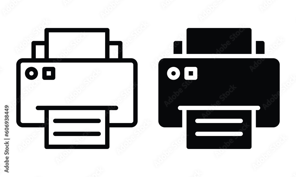 Printer icon with outline and glyph style. Printer icon with outline and glyph style.
