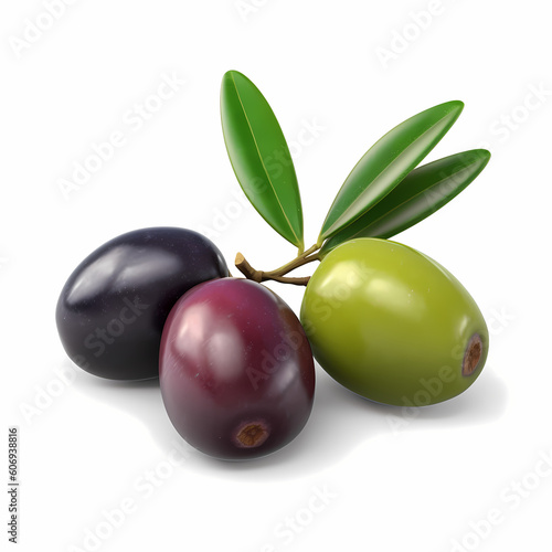 Three Olive Isolated White. Generative AI