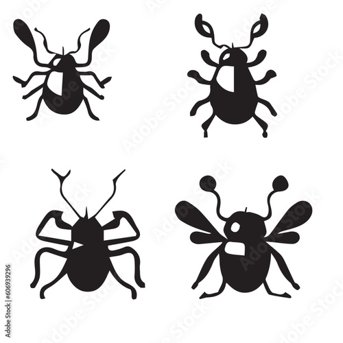 Insect Clipart Vector illustration, insect vector silhouette black and white