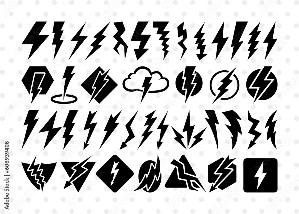 Lightning Bolt SVG, Flash Silhouette, Bolt Svg, Thunder Bolt Svg, Lightning Svg, Lightning Icon