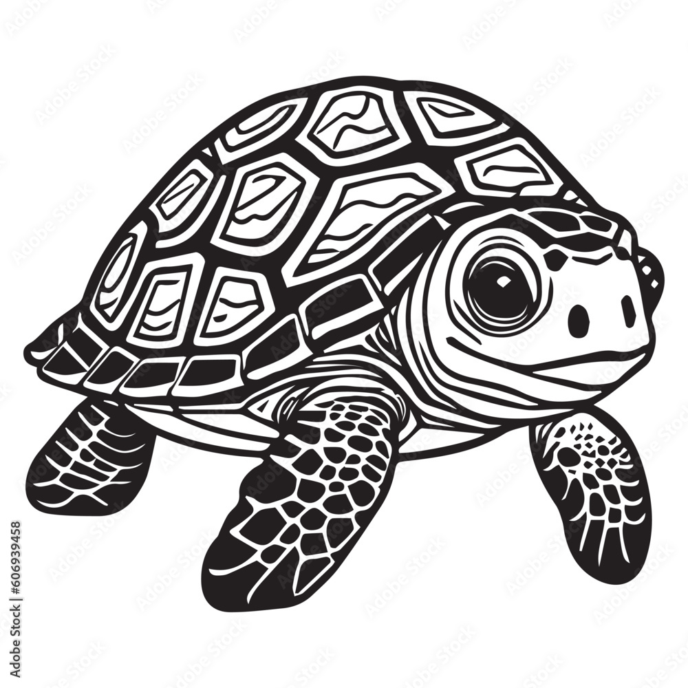 Fototapeta premium This is a black and white turtle vector silhouette, Turtle Animal vector illustration