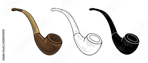 Tobacco pipe hand drawing vintage isolated on white background