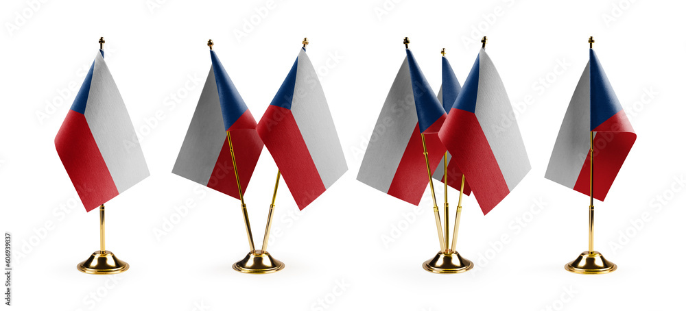 Small national flags of the Czechia on a white background - obrazy, fototapety, plakaty 