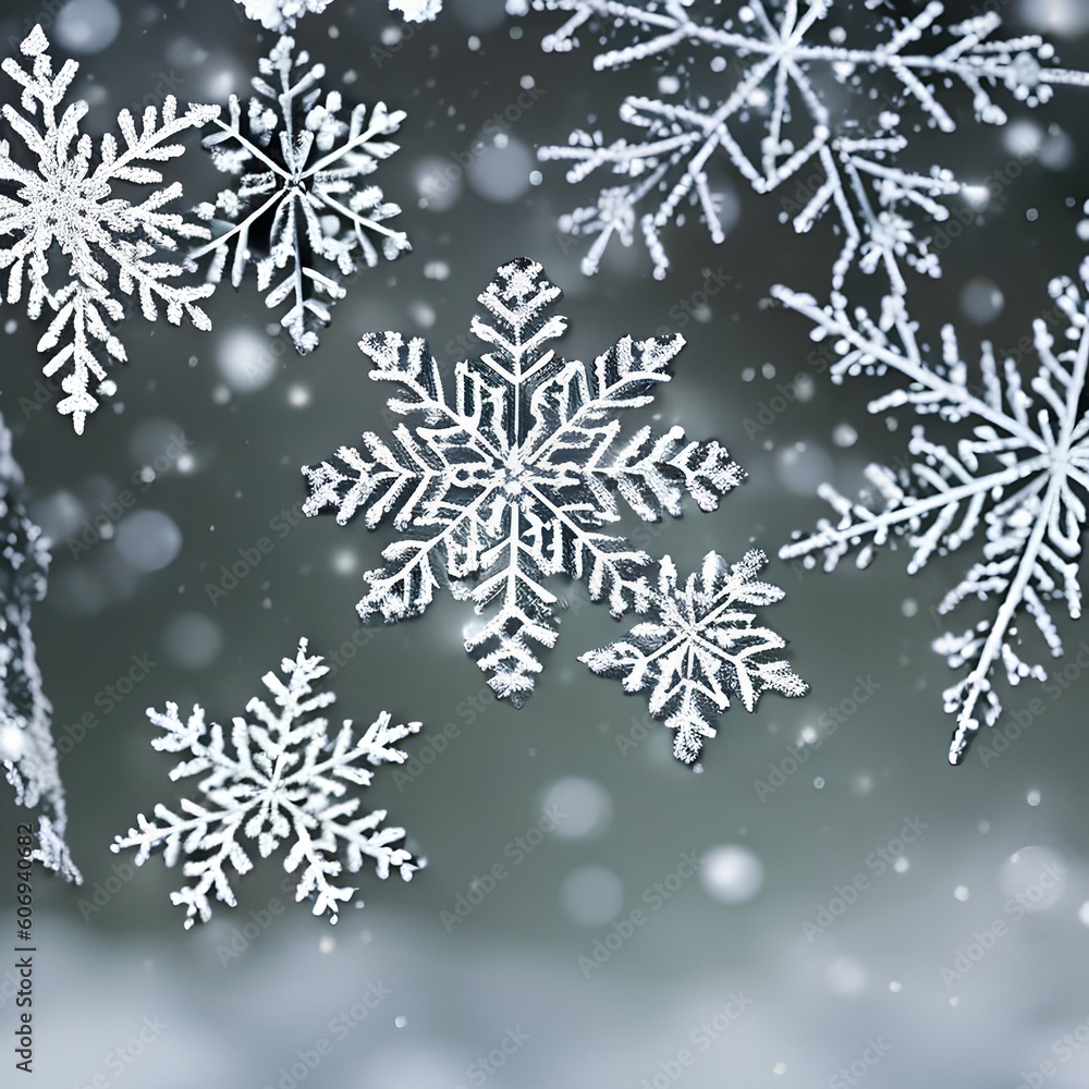 1481 Winter Snowflakes: A serene and wintry background featuring falling snowflakes, frosty patterns, and a tranquil and peaceful winter atmosphere3, Generative AI